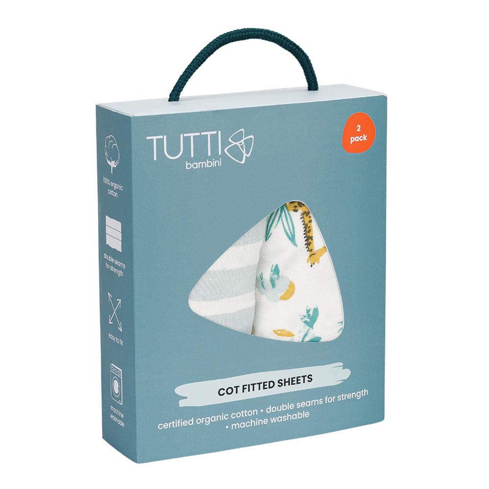 Tutti Bambini - Cot Bed Fitted Sheets - Run Wild - 2 Pcs