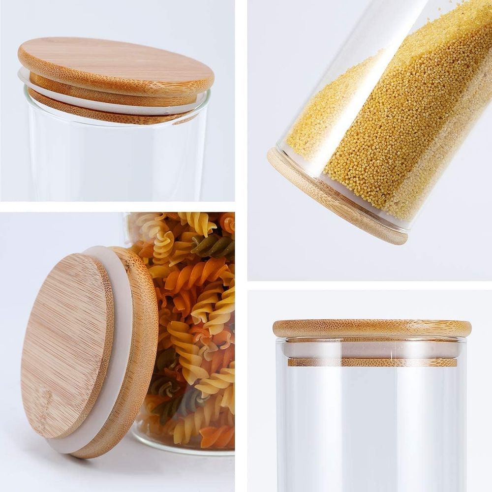 Homesmiths - Honey Bee Tall Glass Jar With Bamboo Lid - 1.25 L
