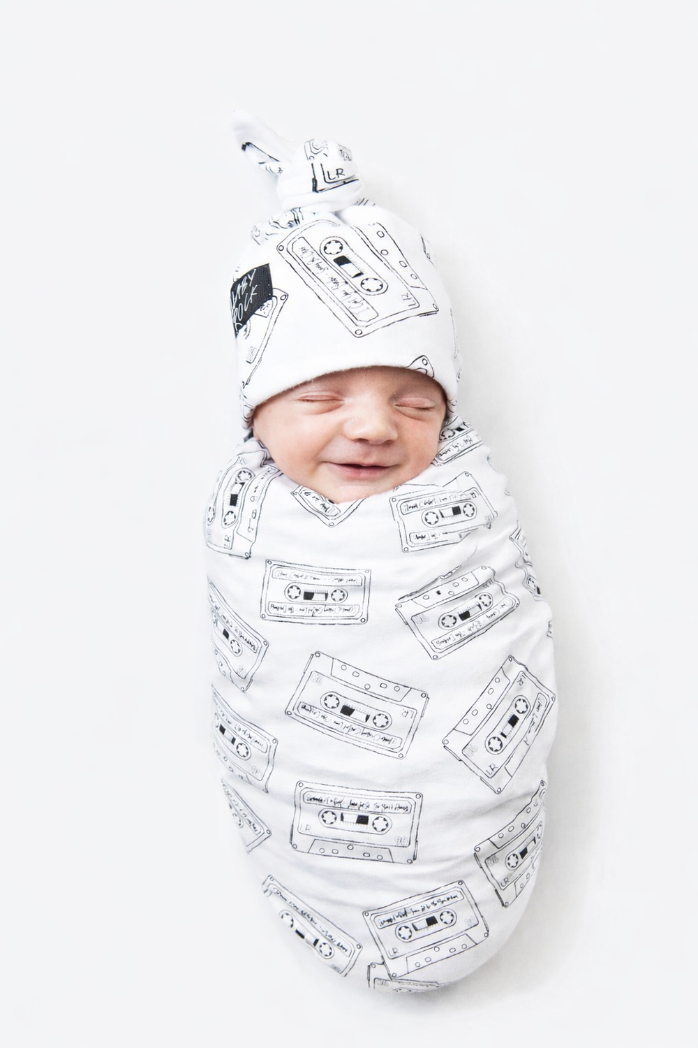 Lullaby Rock Cassette Swaddle Gift Set - White/Black