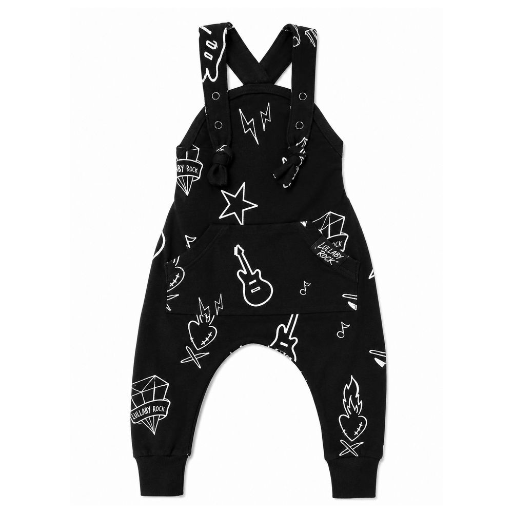 Lullaby Rock - Tattoo Harem Overalls - Black