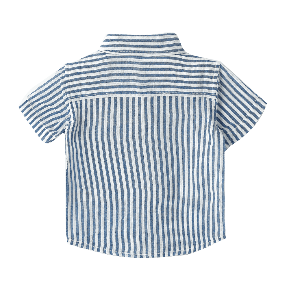 Jam Boy's Woven Cotton Striped Shirt - Blue/White
