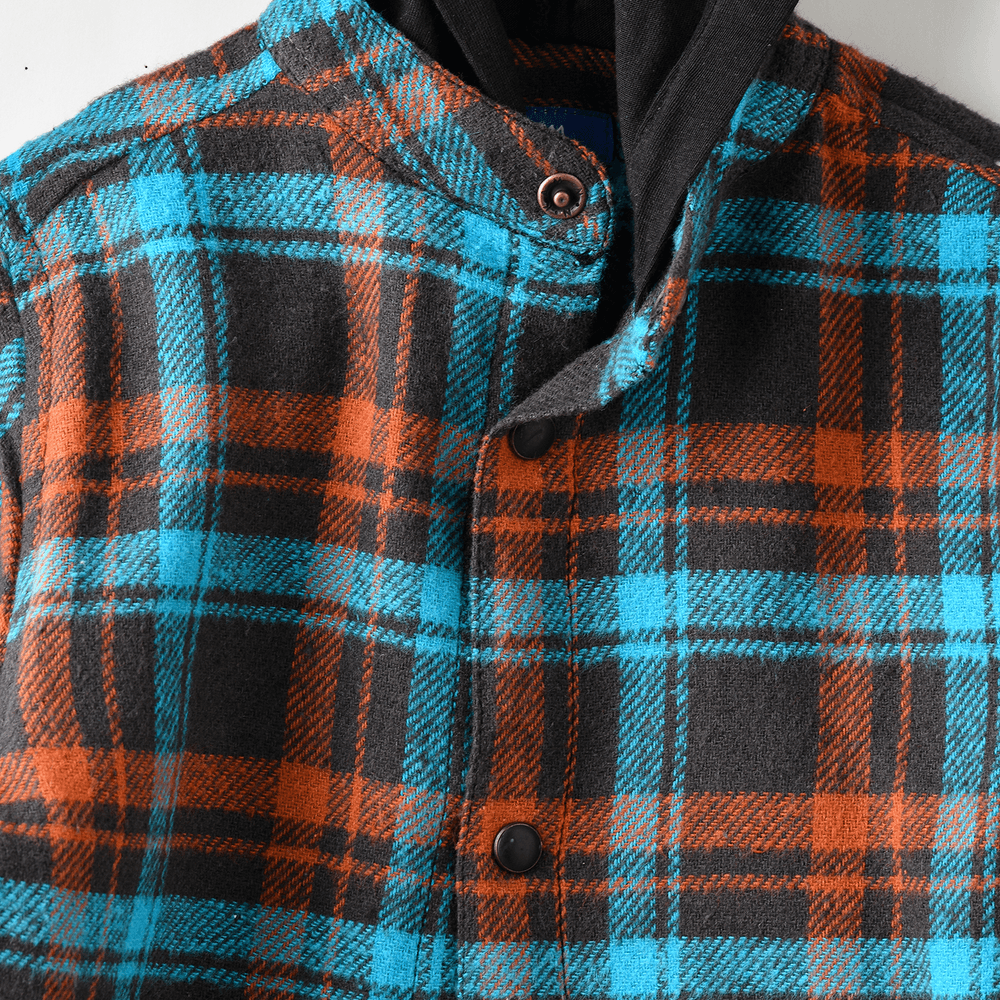 Jam Boy's Hooded Plaid Shirt with Long Sleeves