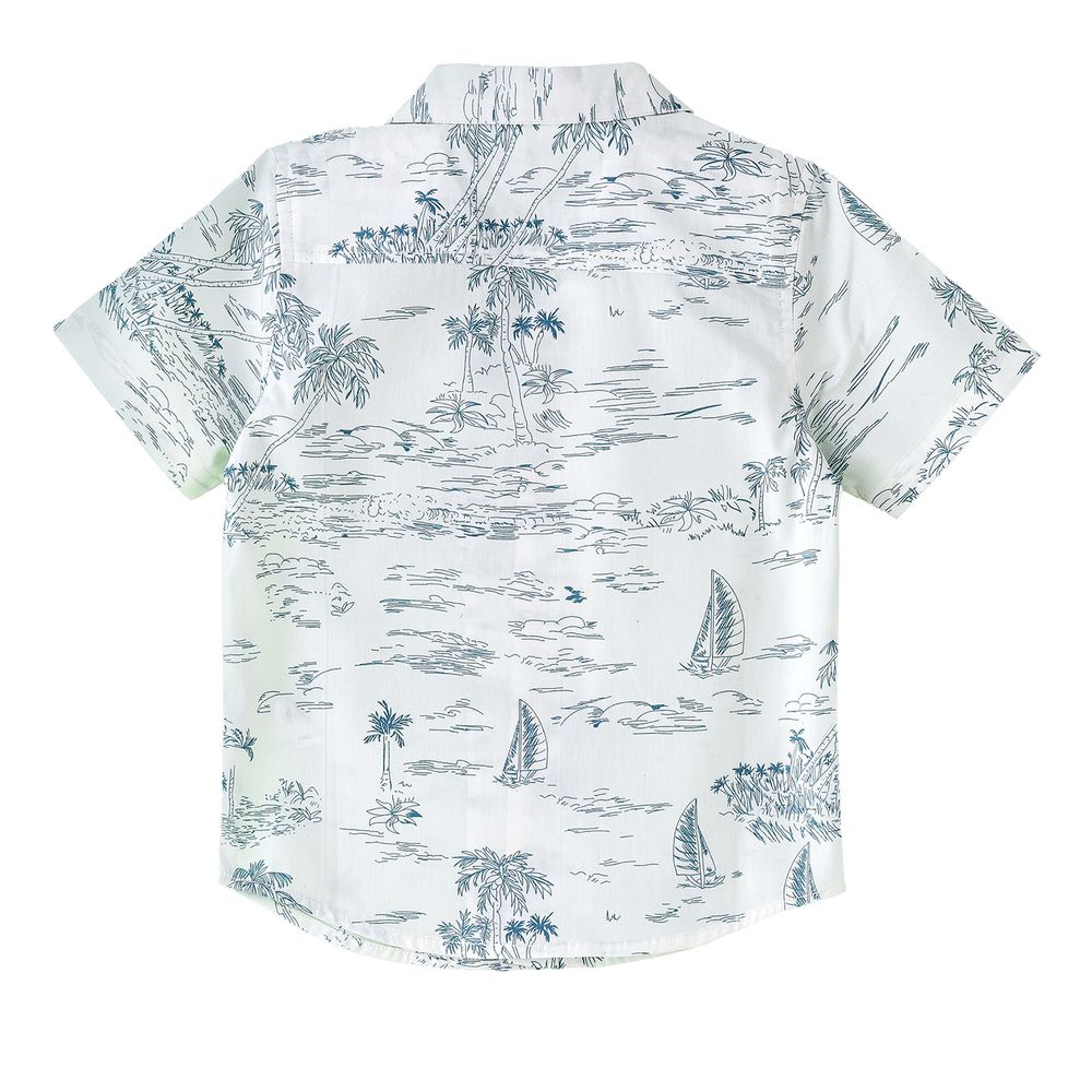 Jam Boys' Tropical Print Cotton Casual Shirt - White