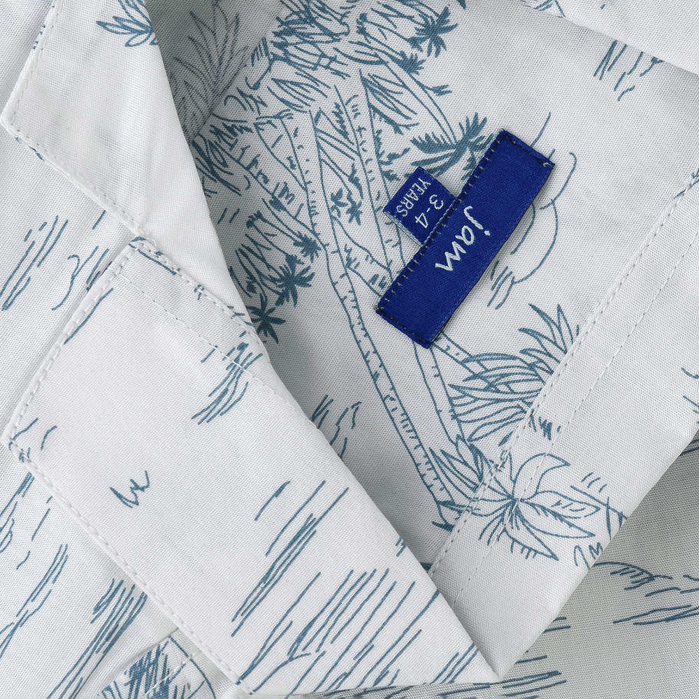 Jam Boys' Tropical Print Cotton Casual Shirt - White