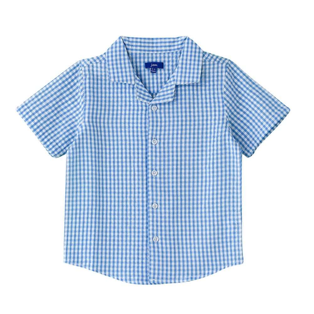 Jam Boys' Gingham Cotton Casual Shirt - Blue