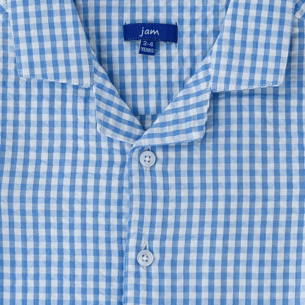 Jam Boys' Gingham Cotton Casual Shirt - Blue