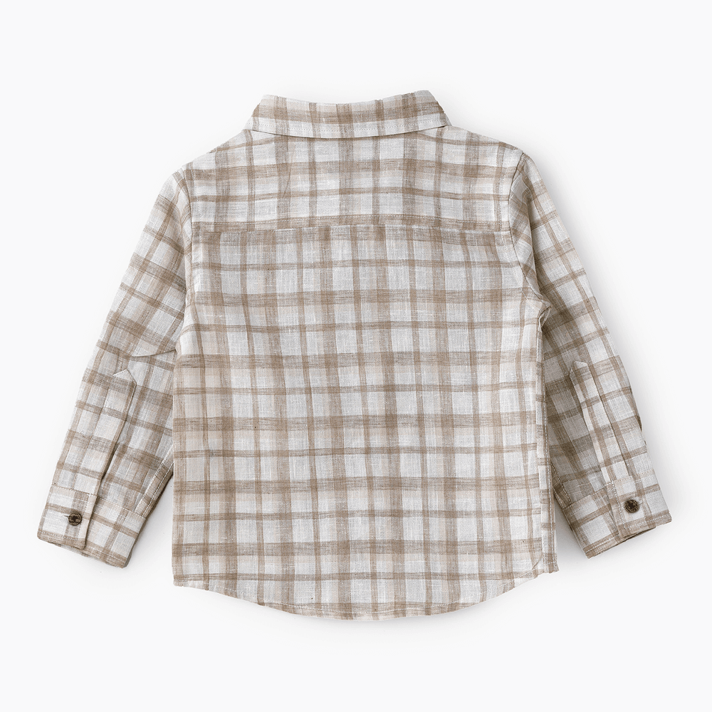 Jam Boy's Woven Cotton Checkered Shirt - Beige/White