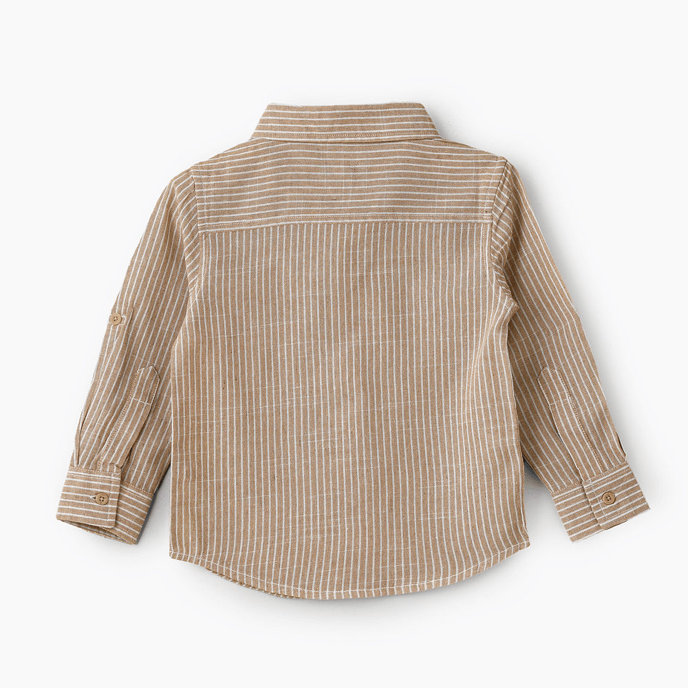 Jam Boy's Woven Cotton Striped Shirt - Beige/White