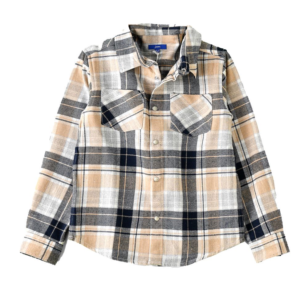 Jam Boy's Plaid Flannel Shirt Beige/Black