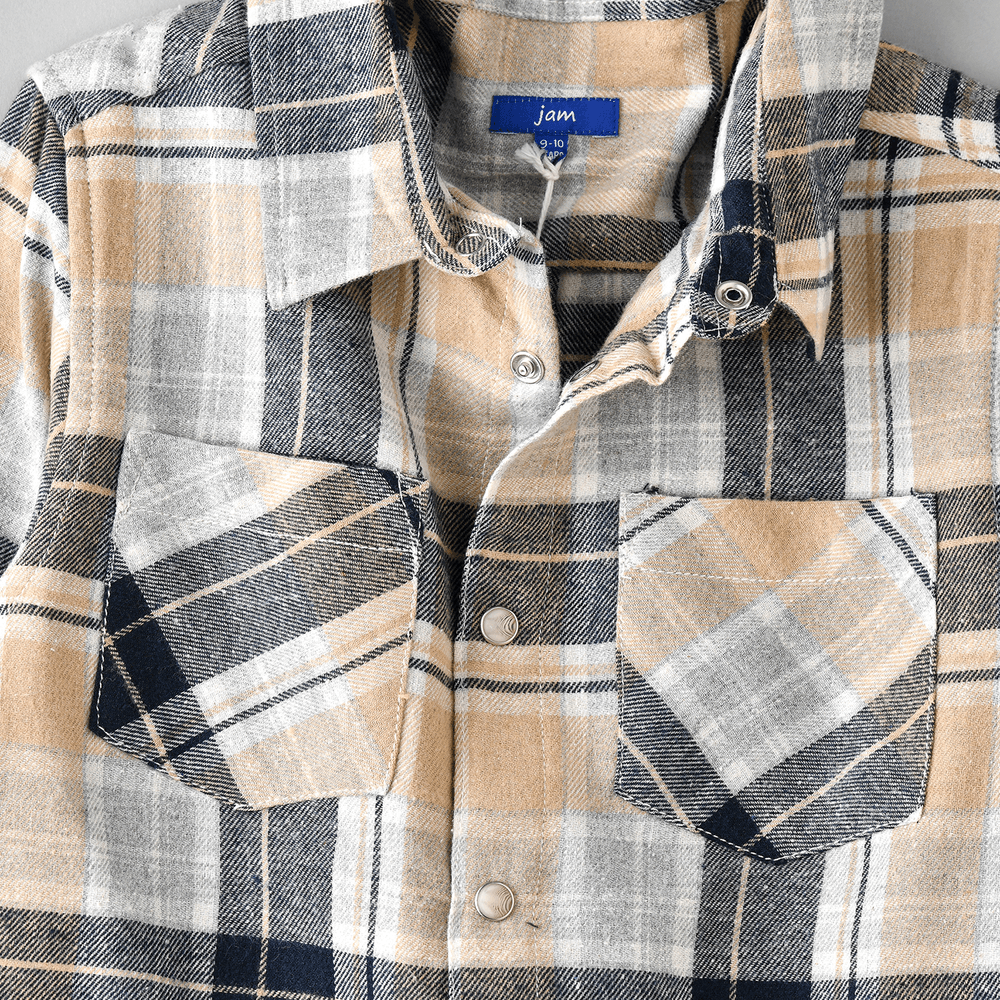 Jam Boy's Plaid Flannel Shirt Beige/Black