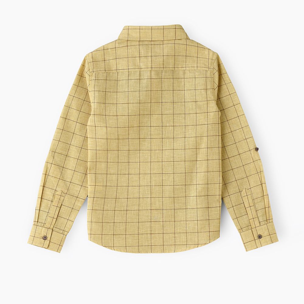 Jam Boys' Checked Cotton Long Sleeve Shirt - Yellow