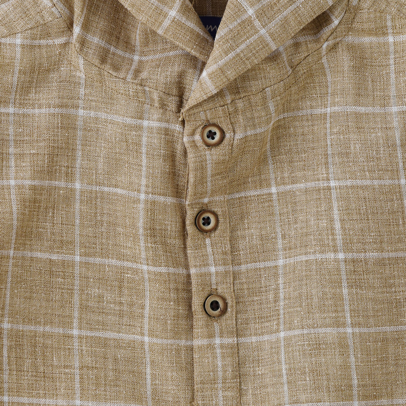 Jam Boy's Woven Cotton Hooded Checkered Shirt - Brown/White