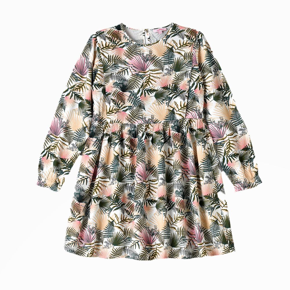 Jelliene Flowy Fun Girls' Woven Twirl Dress - Beige