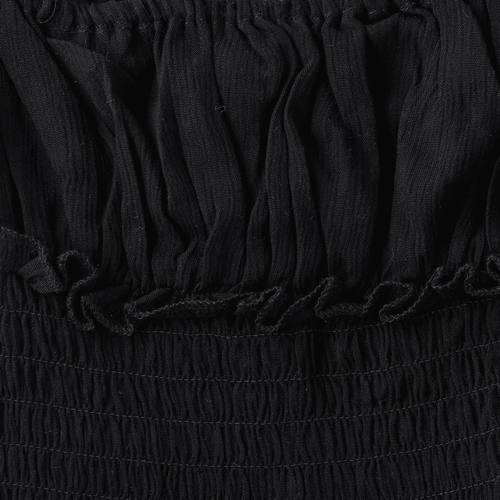 Jelliene Girl's Woven Viscose Shirred Off-Shoulder Blouse - Black