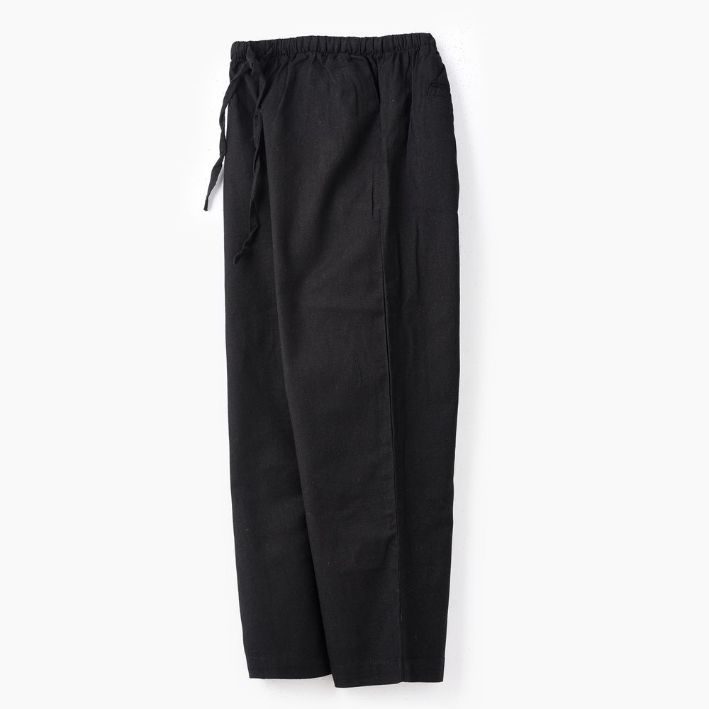 Jelliene Girl's Woven Cotton Flax Relaxed Fit Pants - Black