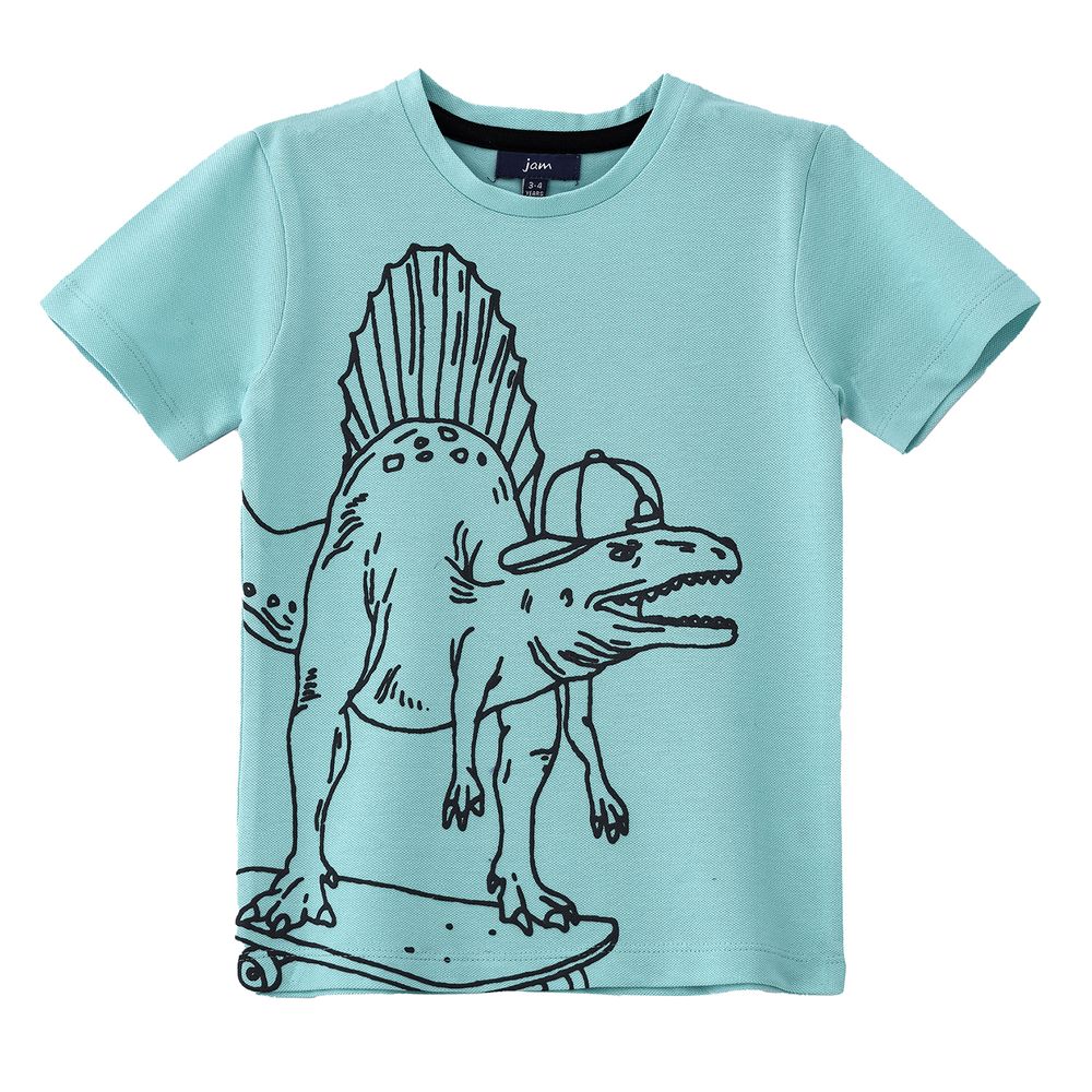 Boys' Mint Dinosaur Graphic Cotton T-Shirt - Green