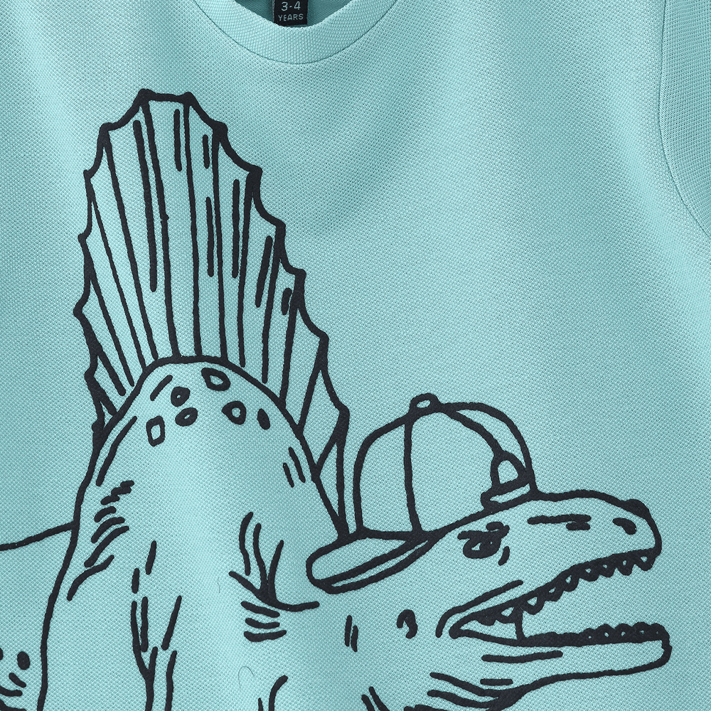 Boys' Mint Dinosaur Graphic Cotton T-Shirt - Green