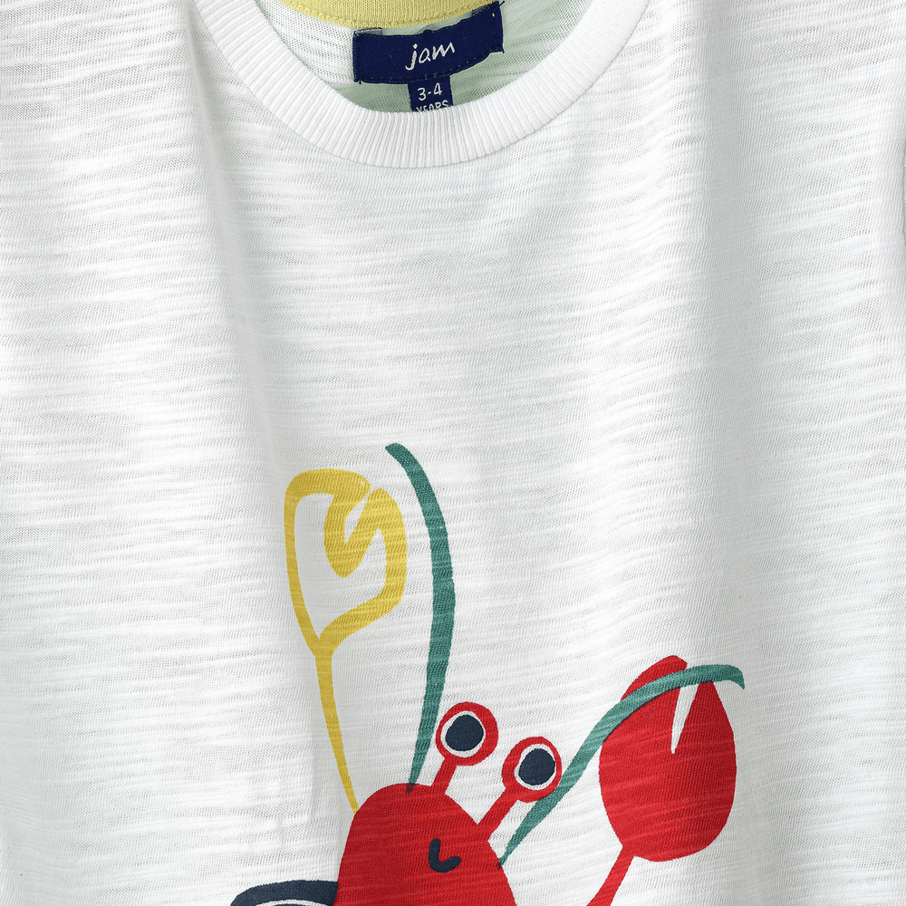 Boys' Lobster Graphic Cotton T-Shirt - White