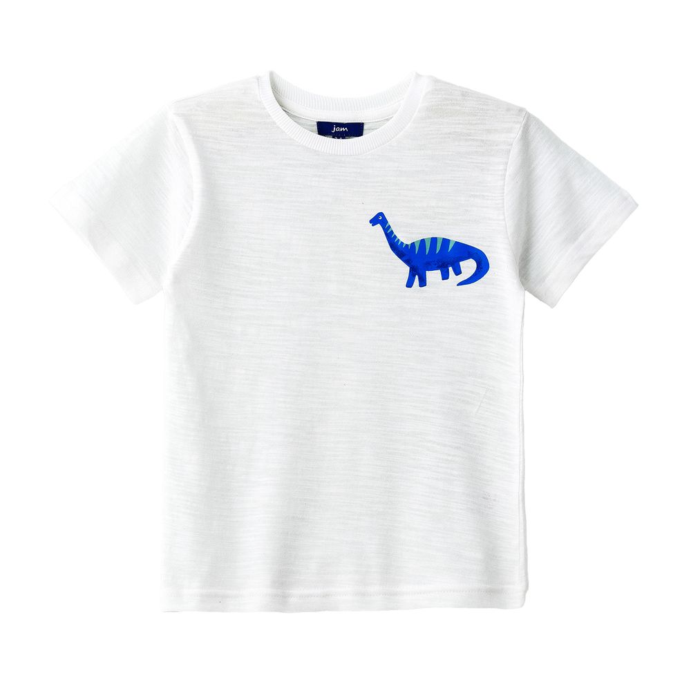 Boys' Dinosaur Graphic Cotton T-Shirt - White