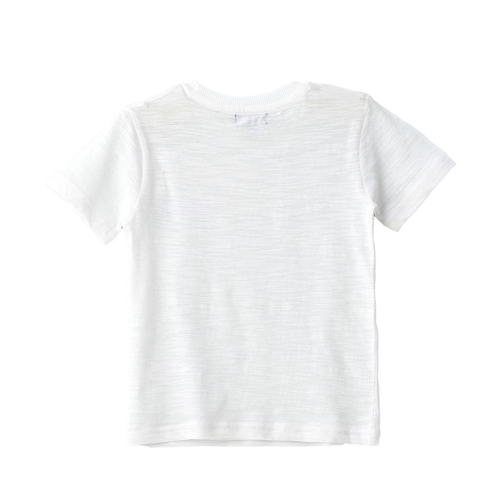 Boys' Dinosaur Graphic Cotton T-Shirt - White