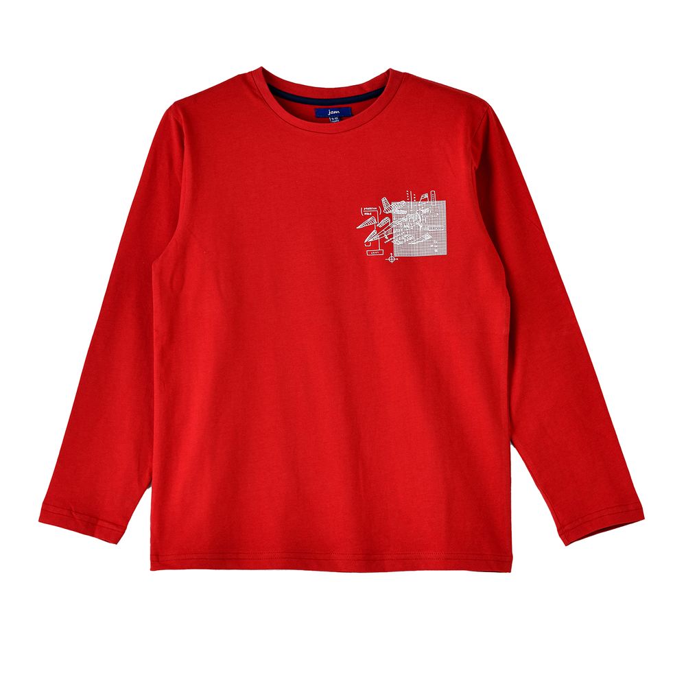 Jam Boys' Long Sleeves Graphic T-Shirt - Red