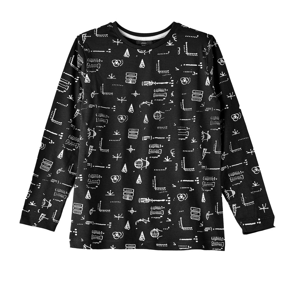 Jam Boys' Long Sleeves Graphic T-Shirt - Black