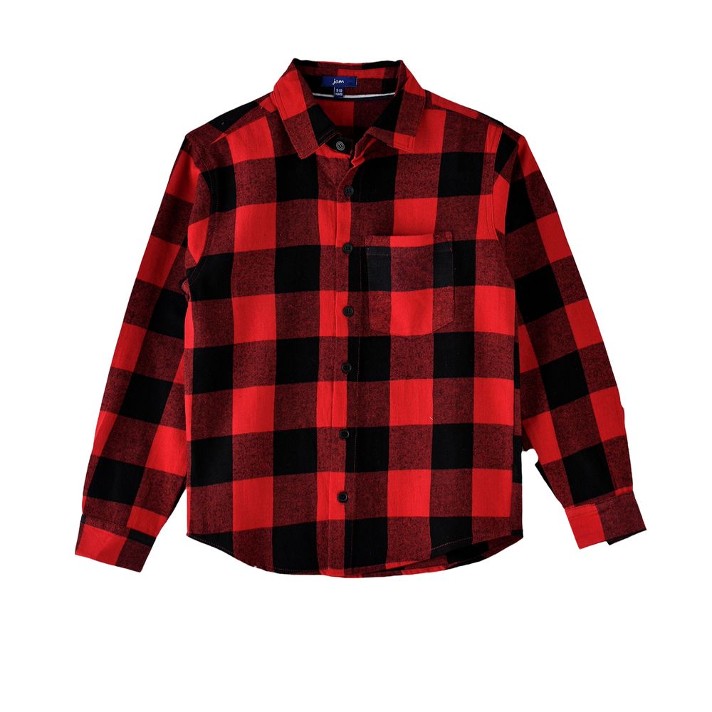 Jam Boys' Long Sleeves Checkered Shirt Red/Black
