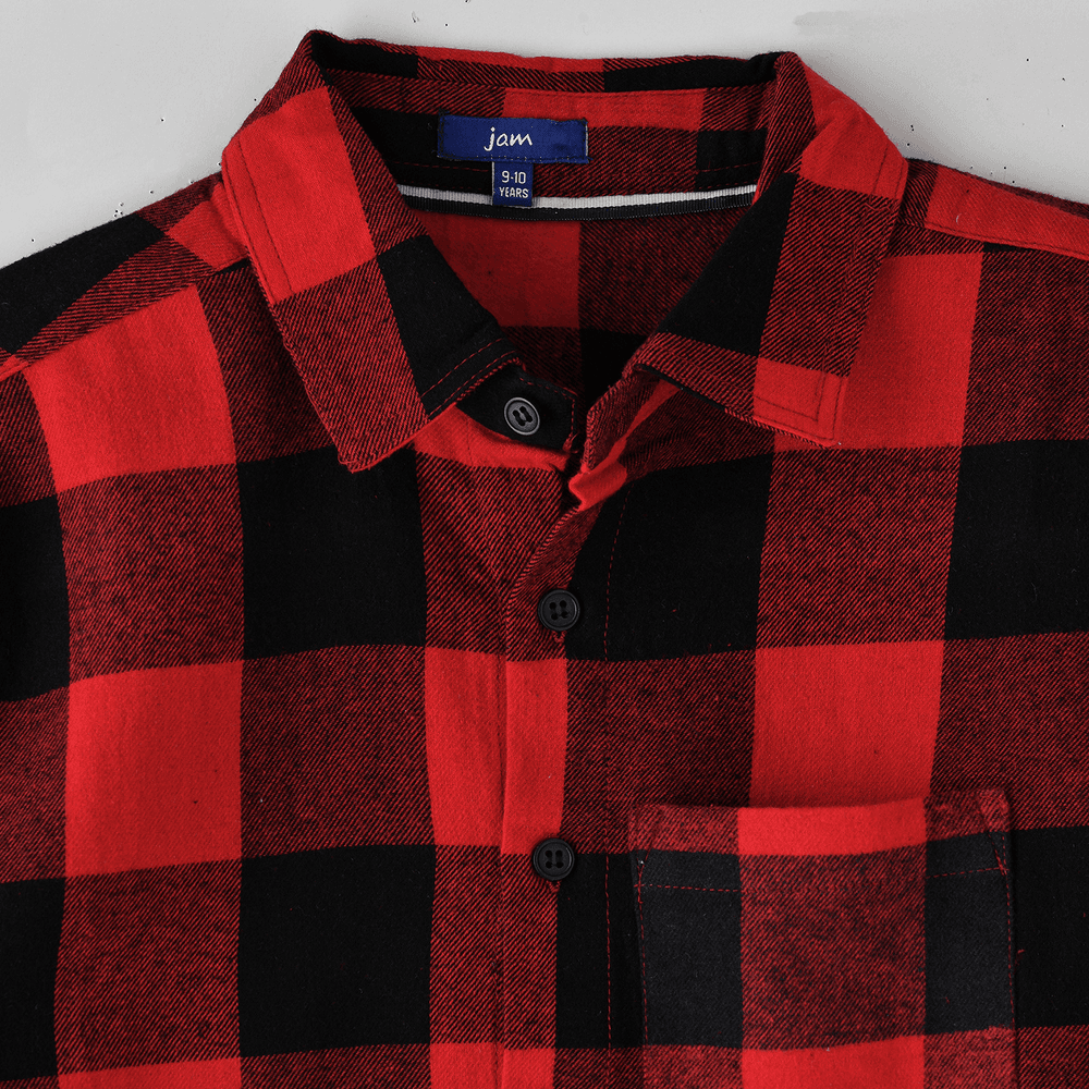 Jam Boys' Long Sleeves Checkered Shirt Red/Black