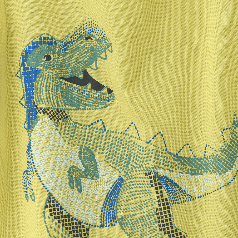 تيشيرت قطني أخضر اللون برسومات ديناصورات باللون الأخضر الليموني من جام بويز