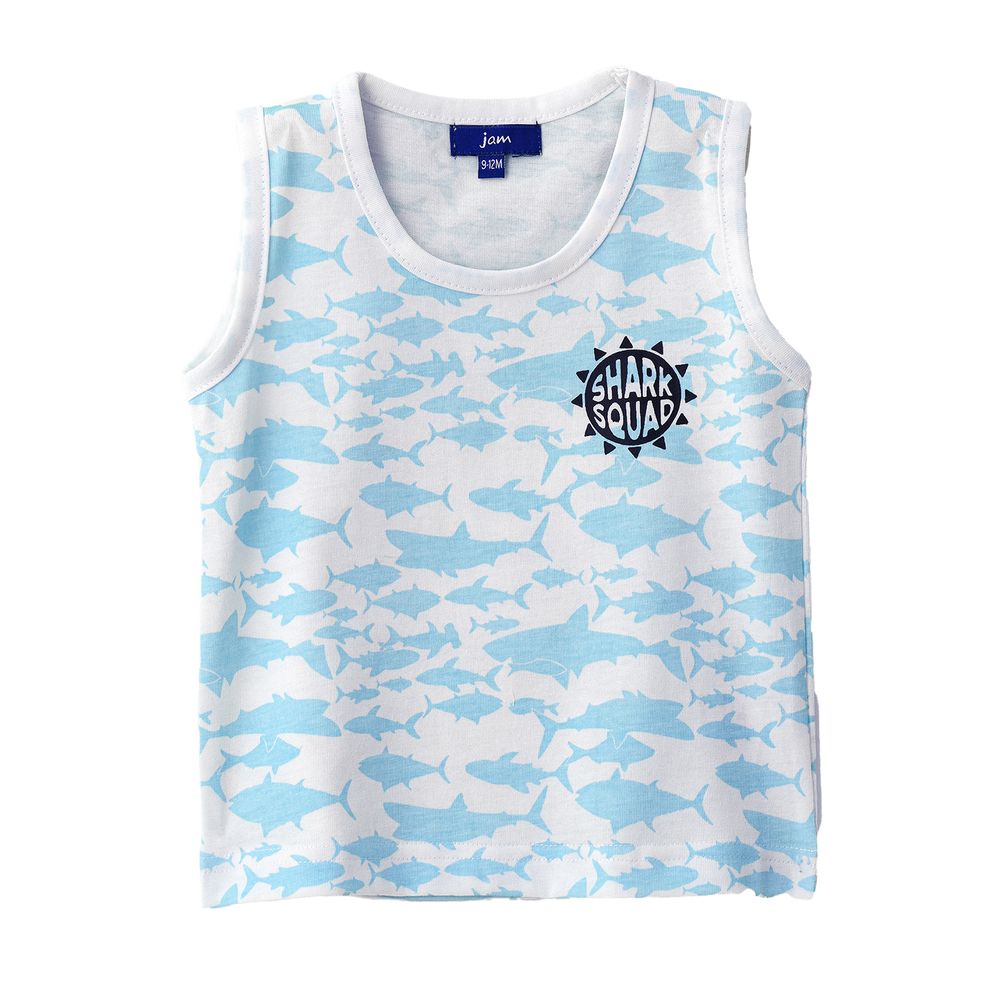 Jam Boys' Shark Pattern Cotton Tank Top - Blue