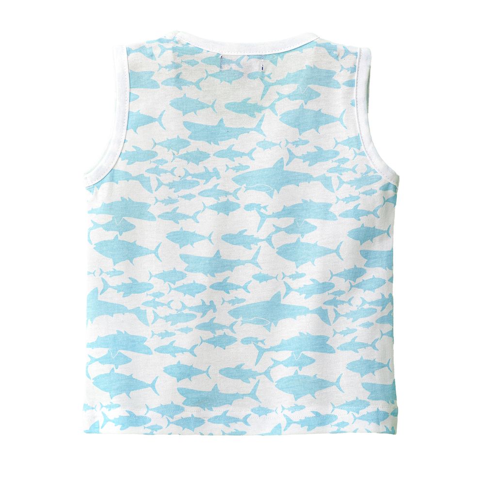 Jam Boys' Shark Pattern Cotton Tank Top - Blue