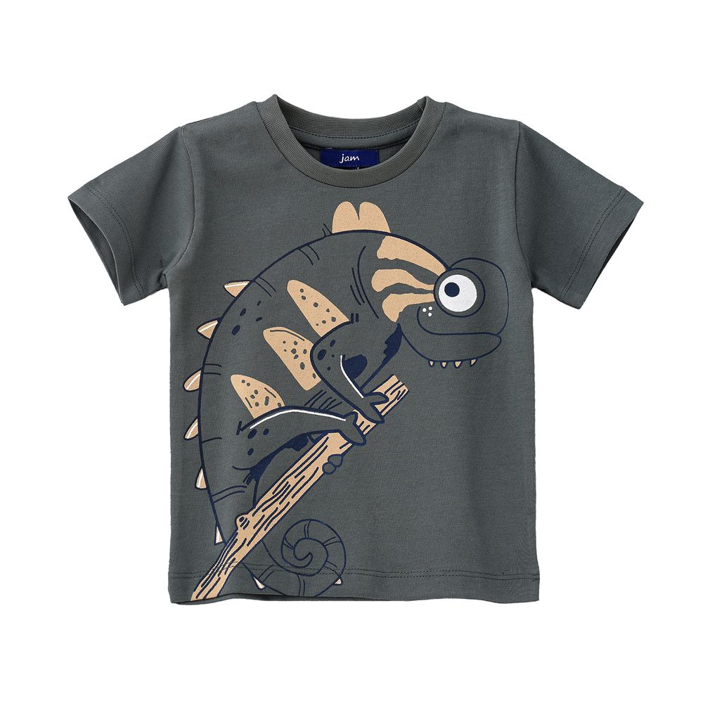 Jam Boys' Chameleon Graphic Cotton T-Shirt - Dark Green