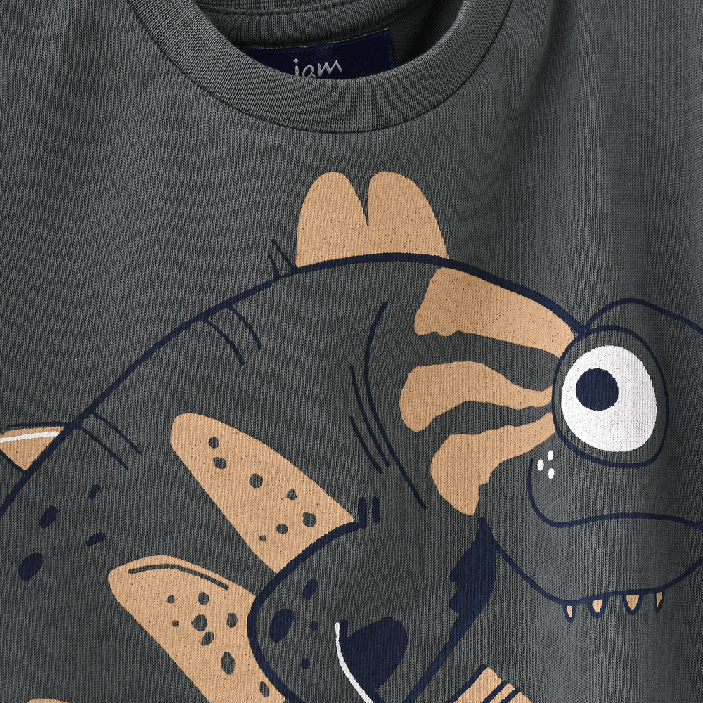 Jam Boys' Chameleon Graphic Cotton T-Shirt - Dark Green