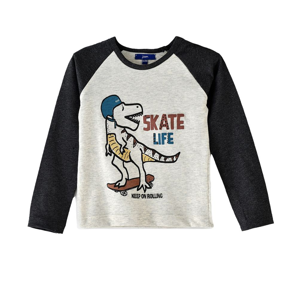 Jam Boys' 'Skate Life' Dinosaur Graphic Raglan Long-Sleeve T-Shirt