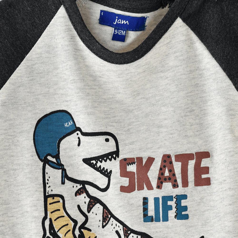 Jam Boys' 'Skate Life' Dinosaur Graphic Raglan Long-Sleeve T-Shirt