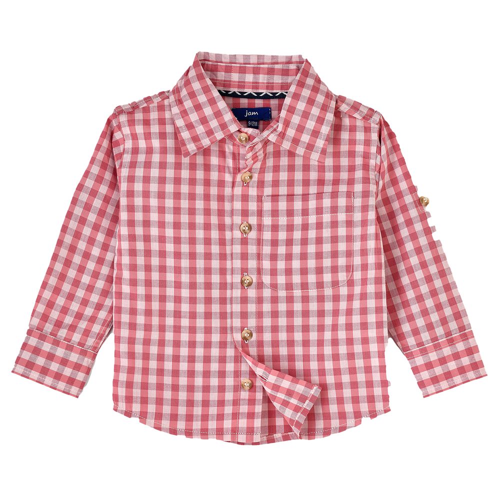 Jam Boys' Pink and Gingham Checkered Shirt - White