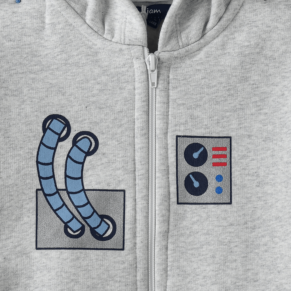 Jam - Boys' Space Printed Hoodie - Grey