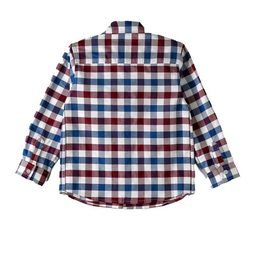 Jam Boys' , Blue, and White Checkered Shirt - Burgundy