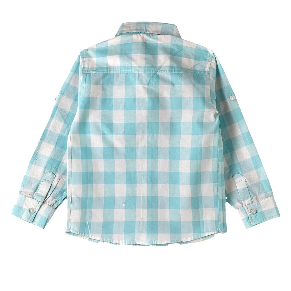 Jam Boys' and White Checkered Shirt - Light Blue