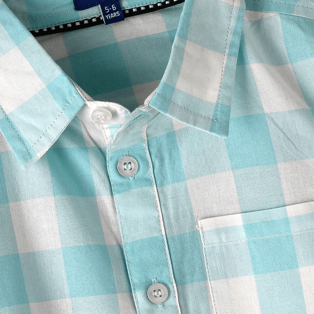 Jam Boys' and White Checkered Shirt - Light Blue