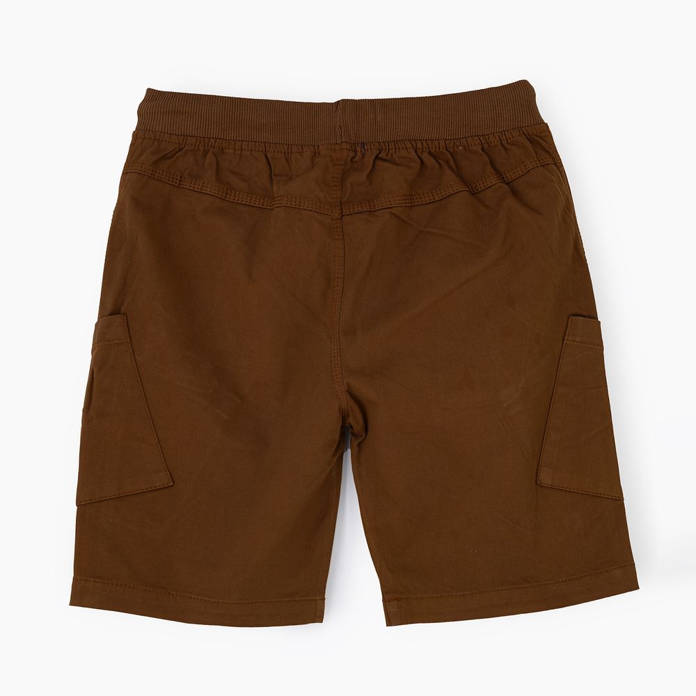Jam Boys' Cotton Cargo Shorts with Drawstring Waist - Brown