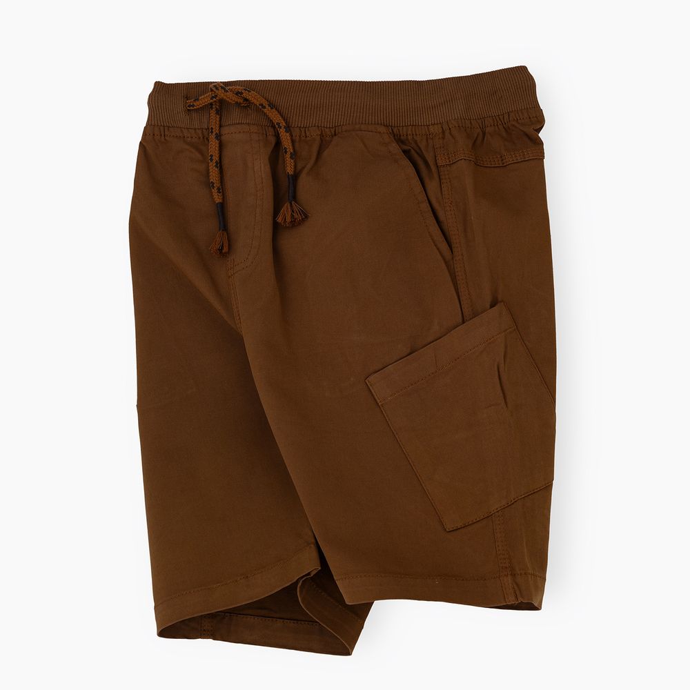 Jam Boys' Cotton Cargo Shorts with Drawstring Waist - Brown