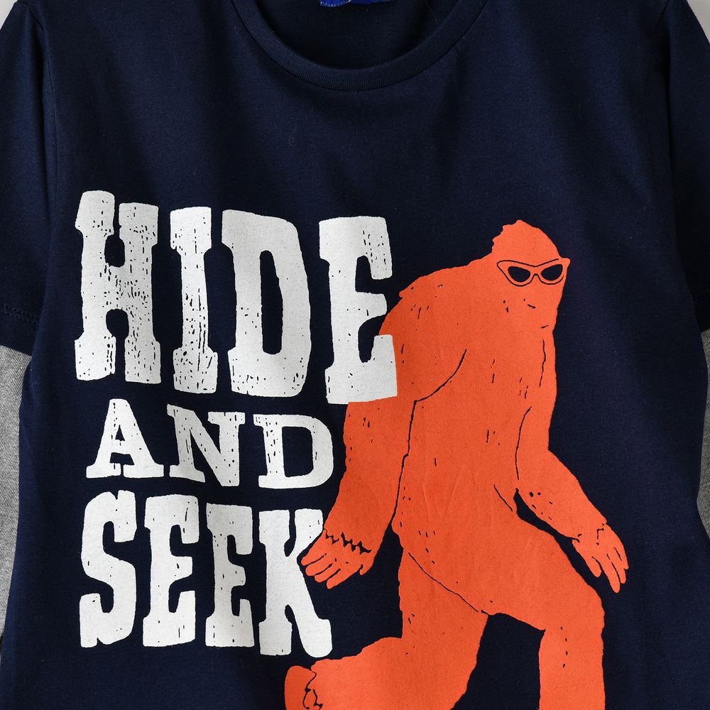 Jam Boys' Hide and Seek Printed Long Sleeves T-Shirt - Navy