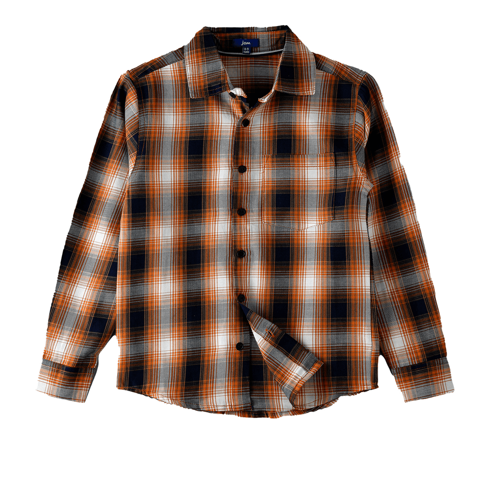 Jam Boys' and Black Plaid Shirt - Orange