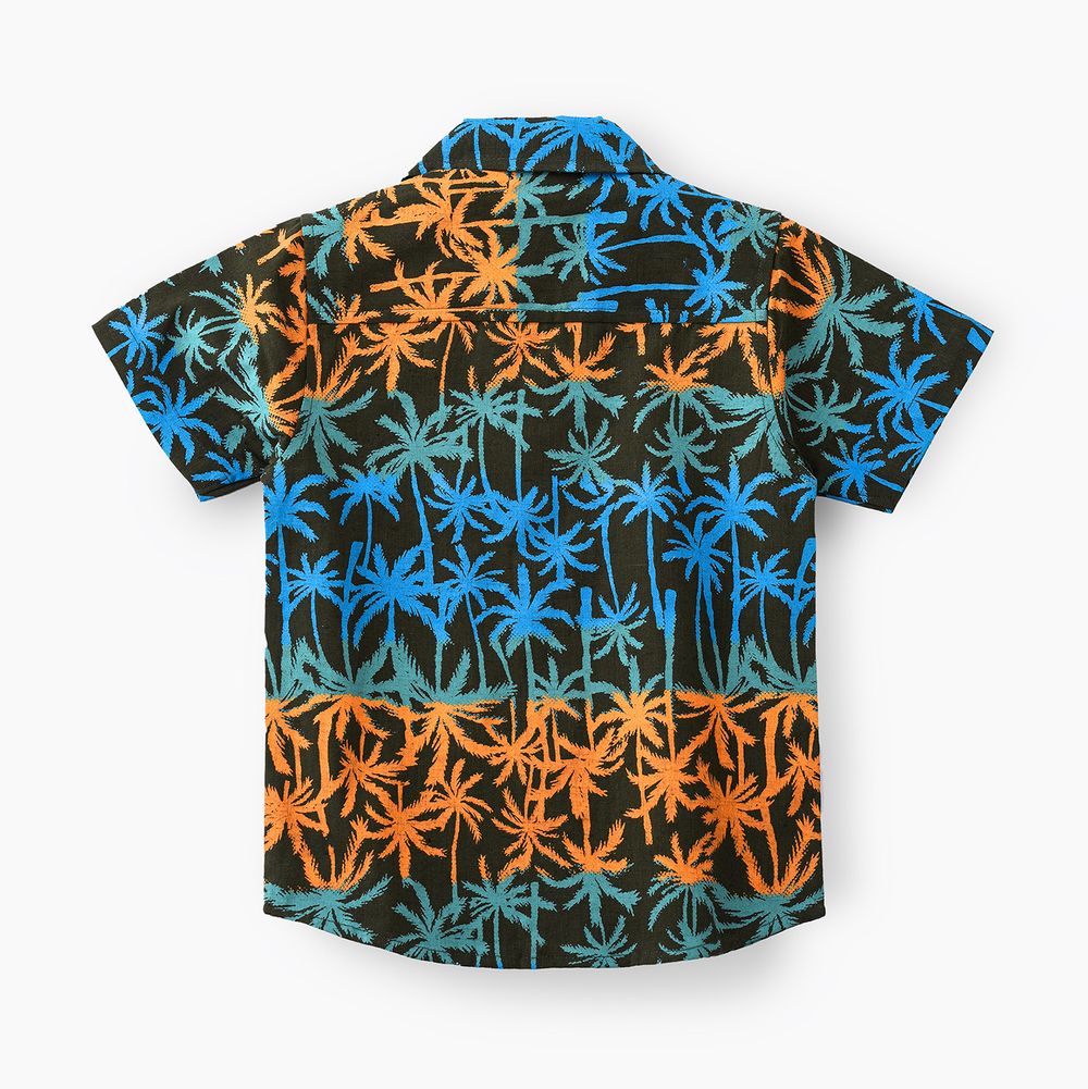 Jam Boys' Tropical Print Shirt with Camp Collar - Linen