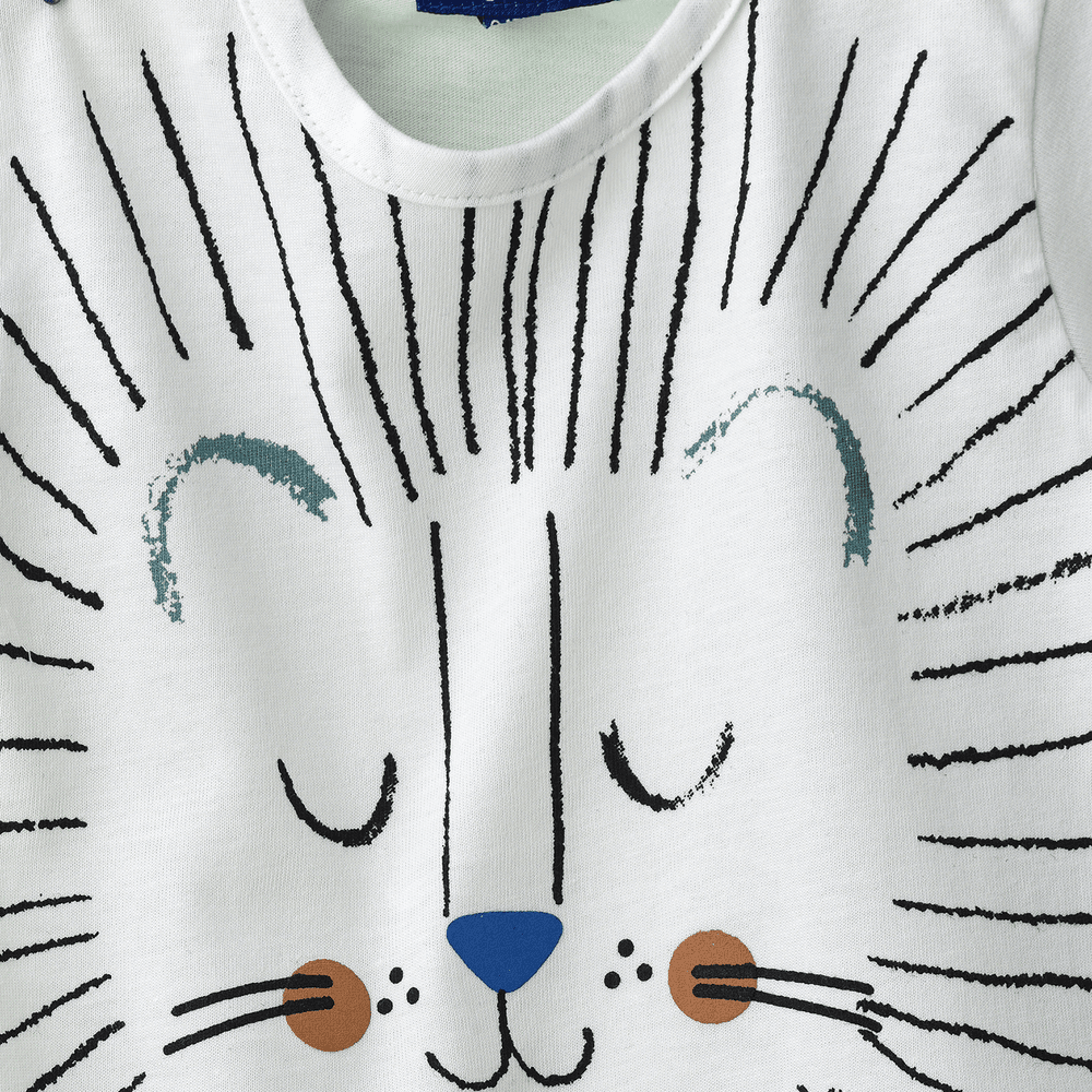 Jam Serene Lion Face Graphic Cotton T-Shirt for Boys - White