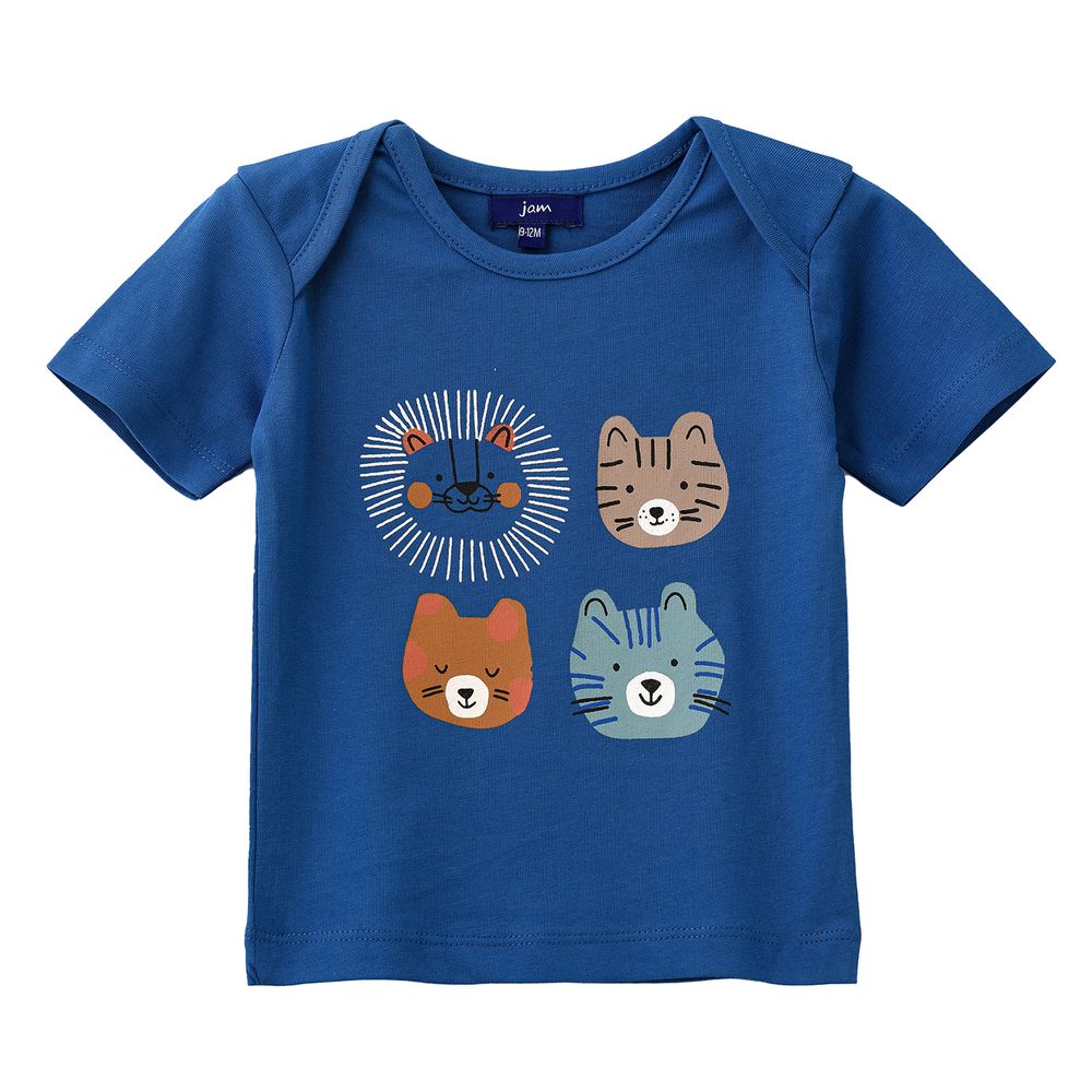 Jam Playful Four Cubs Graphic Cotton T-Shirt for Boys - Blue
