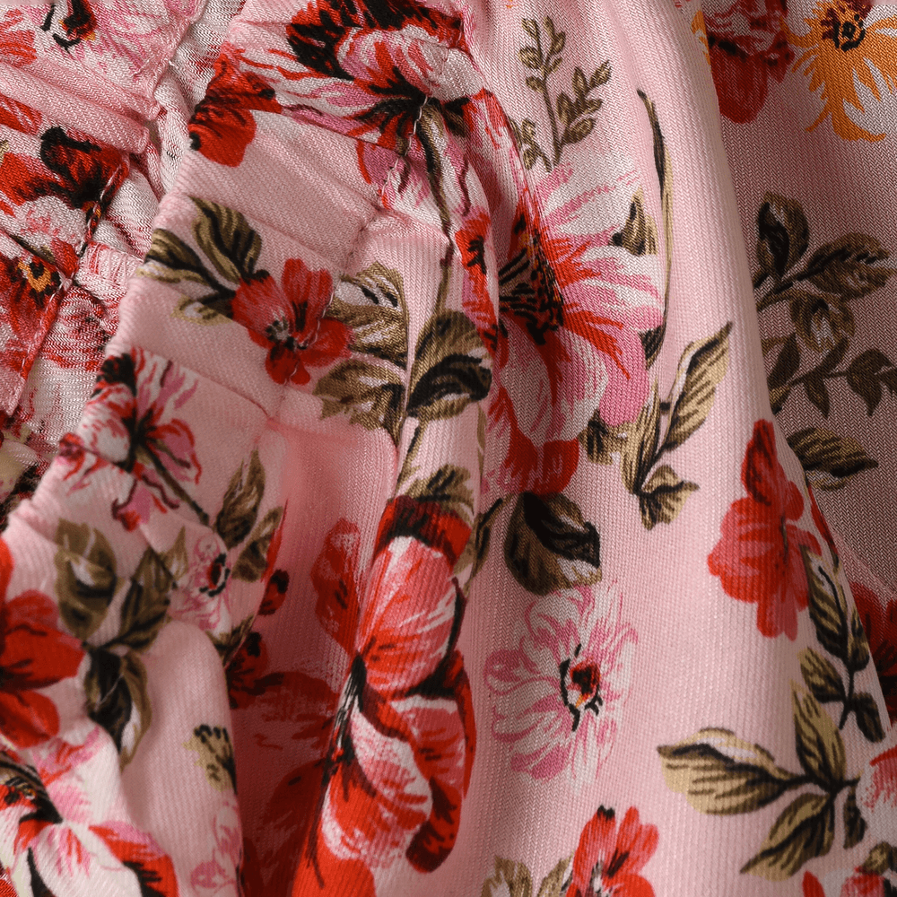 Jelliene Girl's Floral Ruffle Hem Skirt - Pink