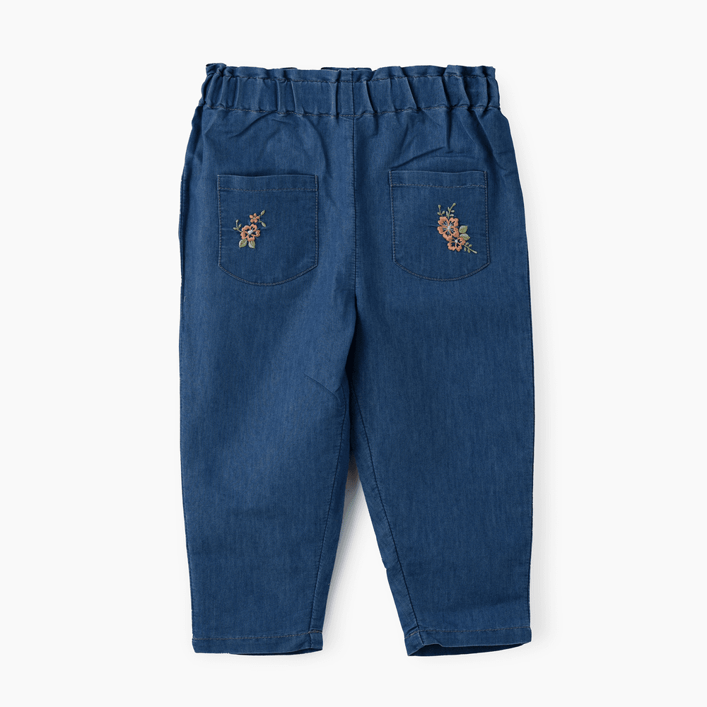 Jelliene Girl's Paperbag Waist Denim Pants - Blue