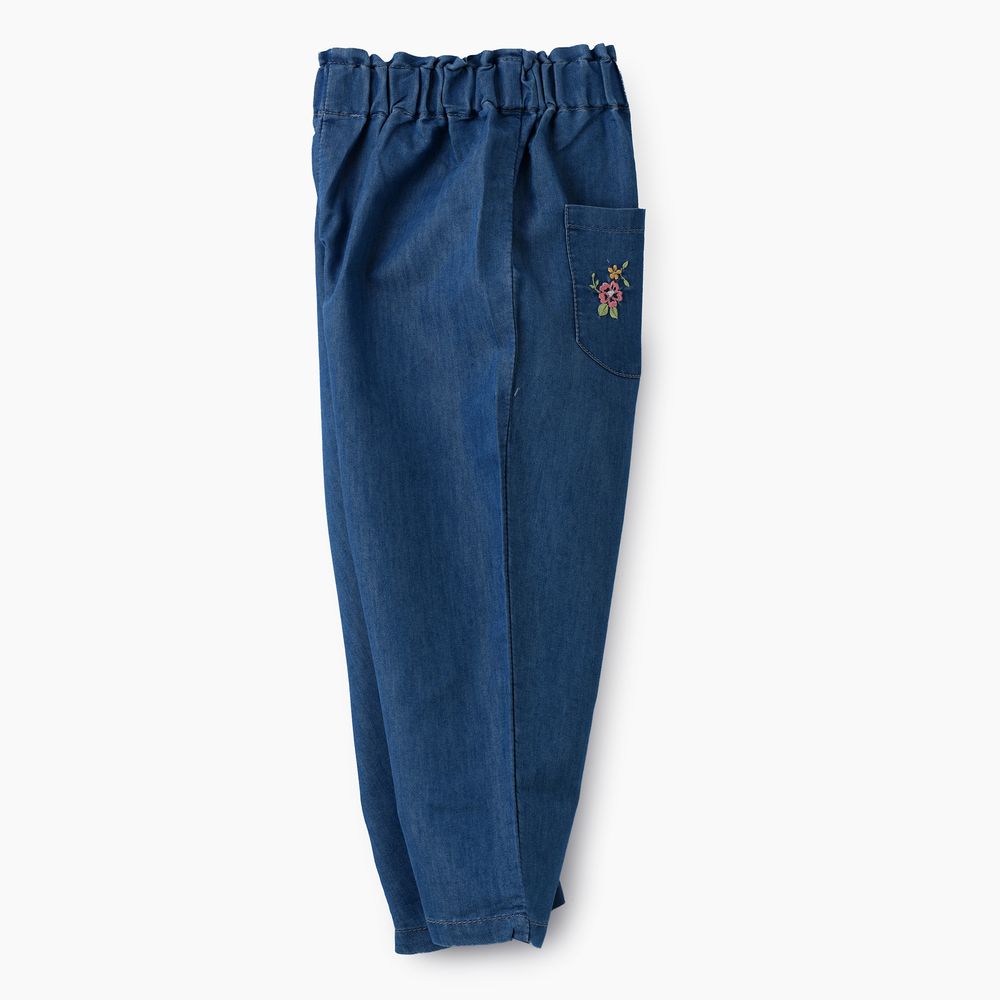 Jelliene Girl's Paperbag Waist Denim Pants - Blue